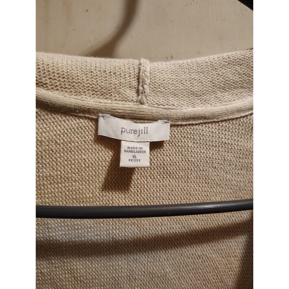 Pure J Jill Women's XL Beige Cream Textured Knit Open Front Cardigan Longer - Picture 4 of 4